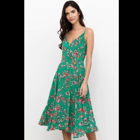 Yumi Kim Vienna Silk Dandelion Emerald Dress Size 6P - Picture 3 of 9